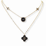 103244, CLOVER ENAMEL DOUBLE LAYERED NECKLACE