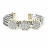 103251, TRIPLE OVAL MICRO PAVE CUBIC ZIRCONIA DESIGNER INSPIRED CUFF BRACELET