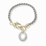 103253, 14K GOLD PLATED, OVAL CUBIC ZIRCONIA CHARM DESIGNER INSPIRED BRACELET