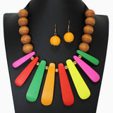 103255, GEOMETRIC WOODEN NECKLACE