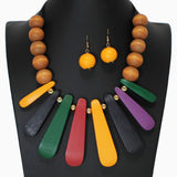 103255, GEOMETRIC WOODEN NECKLACE