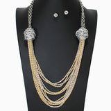 103258, MULTI LAYERED METAL CHAIN NECKLACE