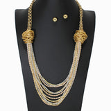 103258, MULTI LAYERED METAL CHAIN NECKLACE
