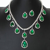 103260, TEARDROP CHARM ACCENT CRYSTAL RHINESTONE NECKLACE SET