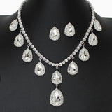 103260, TEARDROP CHARM ACCENT CRYSTAL RHINESTONE NECKLACE SET