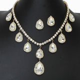 103260, TEARDROP CHARM ACCENT CRYSTAL RHINESTONE NECKLACE SET
