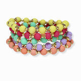 103261, MULTI LAYERED BALL BEADED STRETCH BRACELET