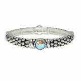 103262, ROUND RHINESTONE ACCENT TEXTURED STRETCH BRACELET