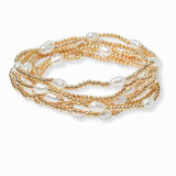 103268, FRESHWATER PEARL ACCENT MULTI LAYERED BEADED STRETCH BRACELET