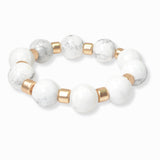 103271, SEMI PRECIOUS STONE BALL BEADED STRETCH BRACELET