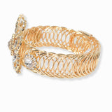 103273, FLORAL RHINESTONE STRETCH CUFF BRACELET