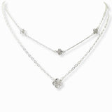 103277, PAVE CLOVER DOUBLE LAYERED NECKLACE