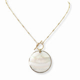 103278, ROUND SHELL PENDANT TOGGLE NECKLACE