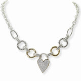 103280, 14K GOLD PLATED, HEART CUBIC ZIRCONIA DESIGNER INSPIRED NECKLACE