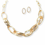 103288, OVAL MULTI LAYERED METAL NECKLACE