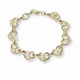 103291, 14K GOLD PLATED, HEART STATION DESIGNER INSPIRED BRACELET