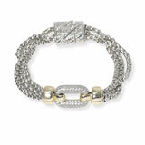 103296, GEOMETRIC PAVE CUBIC ZIRCONIA ACCENT DESIGNER INSPIRED MAGNETIC BRACELET