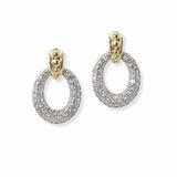 103298, 14K GOLD PLATED, OVAL CUBIC ZIRCONIA DESIGNER INSPIRED EARRING