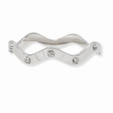103299, RHINESTONE ACCENT WAVY STAINLESS STEEL OPEN BANGLE BRACELET