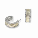103309, 14K GOLD PLATED, PAVE CUBIC ZIRCONIA DESIGNER INSPIRED HOOP EARRING