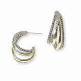 103311, 14K GOLD PLATED, DESIGNER INSPIRED HOOP EARRING