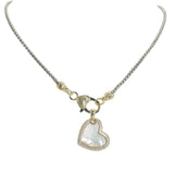 103323, 14K GOLD PLATED, HEART PAVE CUBIC ZIRCONIA PENDANT NECKLACE