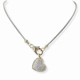 103323, 14K GOLD PLATED, HEART PAVE CUBIC ZIRCONIA PENDANT NECKLACE