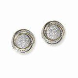 103328, 14K GOLD PLATED, PAVE CUBIC ZIRCONIA DESIGNER INSPIRED STUD EARRING