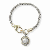 103329, 14K GOLD PLATED, PAVE CUBIC ZIRCONIA CHARM DESIGNER INSPIRED BRACELET