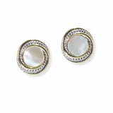 103331, 14K GOLD PLATED, MOTHER OF PEARL DESIGNER INSPIRED STUD EARRING