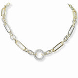 103335, 14K GOLD PLATED, ROUND PAVE CUBIC ZIRCONIA DESIGNER INSPIRED NECKLACE
