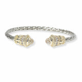 103338, CUBIC ZIRCONIA ACCENT DESIGNER INSPIRED CABLE CUFF BRACELET