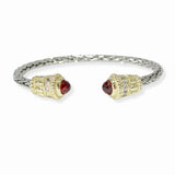 103338, CUBIC ZIRCONIA ACCENT DESIGNER INSPIRED CABLE CUFF BRACELET