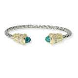 103338, CUBIC ZIRCONIA ACCENT DESIGNER INSPIRED CABLE CUFF BRACELET