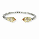 103338, CUBIC ZIRCONIA ACCENT DESIGNER INSPIRED CABLE CUFF BRACELET
