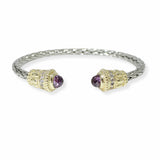 103338, CUBIC ZIRCONIA ACCENT DESIGNER INSPIRED CABLE CUFF BRACELET