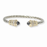 103338, CUBIC ZIRCONIA ACCENT DESIGNER INSPIRED CABLE CUFF BRACELET