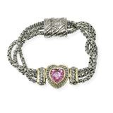 103339, HEART CUBIC ZIRCONIA DESIGNER INSPIRED MAGNETIC BRACELET