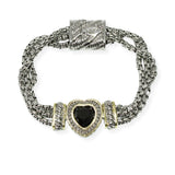 103339, HEART CUBIC ZIRCONIA DESIGNER INSPIRED MAGNETIC BRACELET