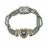 103339, HEART CUBIC ZIRCONIA DESIGNER INSPIRED MAGNETIC BRACELET