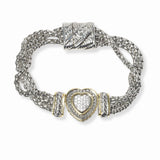 103339, HEART PAVE CUBIC ZIRCONIA DESIGNER INSPIRED MAGNETIC BRACELET