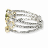 103340, CLOVER & CUBIC ZIRCONIA ACCENT DESIGNER INSPIRED CUFF BRACELET
