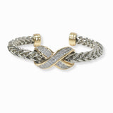 103344, X ACCENT PAVE CUBIC ZIRCONIA DESIGNER INSPIRED CUFF BRACELET