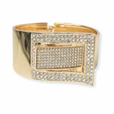 103349, BELT BUCKLE CRYSTAL RHINESTONE OPEN BANGLE BRACELET