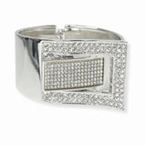 103349, BELT BUCKLE CRYSTAL RHINESTONE OPEN BANGLE BRACELET