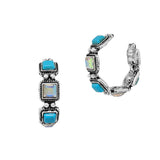 103363, WESTERN GEOMETRIC TURQUOISE WITH RHINESTONE HOOP EARRING