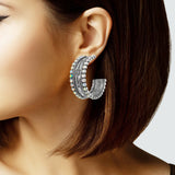 103366, WESTERN TRIBE WITH CRYSTAL RHINESTONE ROUND HOOP EARRING