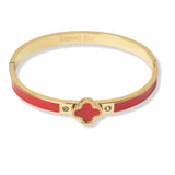 103370, CLOVER DESIGNER INSPIRED STAINLESS STEEL OPEN BANGLE BRACELET