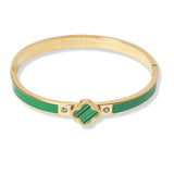 103370, CLOVER DESIGNER INSPIRED STAINLESS STEEL OPEN BANGLE BRACELET