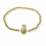 103371, PINEAPPLE STAINLESS STEEL BALL BEADED STRETCH BRACELET